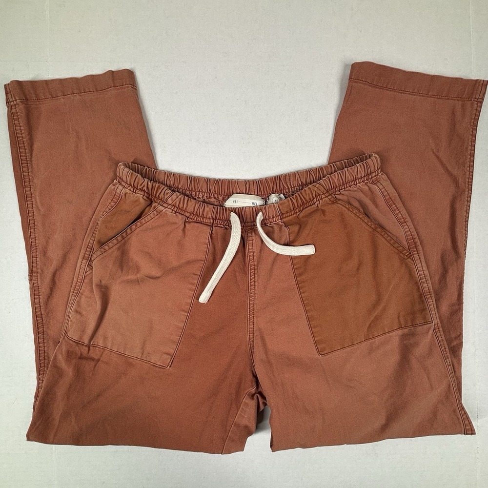 Hei Hei Anthropologie Canvas Straight Leg Tie Waist Pants XS Orange Boyfriend EC